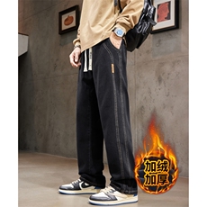 特批冬季牛仔裤男士直筒宽松阔腿裤加厚保暖裤J8055-P40/加绒P50，男装牛仔裤，星座509