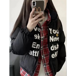 网图有货 美式假两件格子棉服外套男女宽松情侣棉衣 JM68-P110图片
