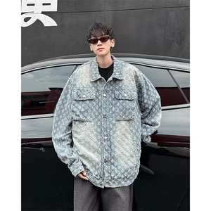 美式复古提花牛仔外套设计感小众休闲百搭夹克上衣潮W035-P62网图图片
