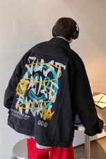 男装牛仔外套2026秋季港风笑脸印花男生翻领夹克XZ514-2-N88-P88，男装工装外套，星座514-2(原B239)