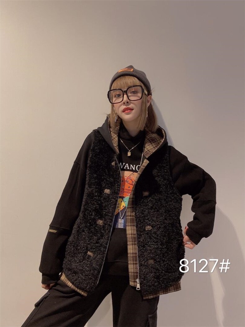 2021假两件皮毛马夹，女装马甲，柏旺阁