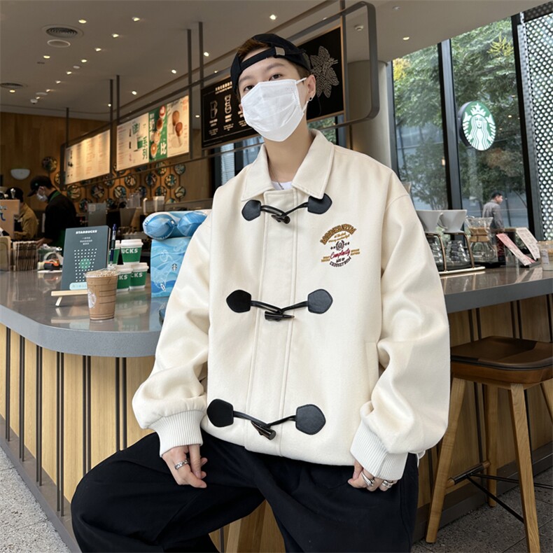 Wt900-P68美式牛角扣毛呢宽松外套,男装夹克,星座1501-1