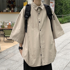 夏季日系工装短袖衬衫男女学生宽松慵懒风百搭半袖衬衣C04518-P35，男装衬衫，星座308B-1