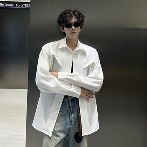 夏季新款衬衫cleanfit解构衬衫外套打底时尚潮流拼接设计衬衫P45图片
