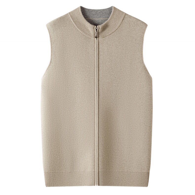 2025百搭时尚简约无袖圆领拉链款马甲羊绒衫，男装羊绒套衫，忠诺羊绒