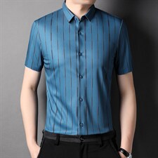 2023年夏季新款翻领男士无痕短袖衬衫中年百搭开衫男装衬衣，男装衬衫，电商B212（原钱塘6029）
