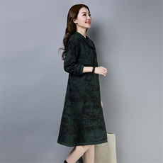 印花潮流拼接气质时尚休闲长袖2021年秋季连衣裙，女装连衣裙，独衣靓