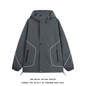JK103/P65春装新款现货冲锋衣防水夹克男款潮宽松大码连帽外套图片