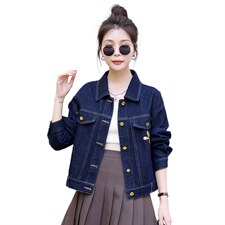 深蓝牛仔外套女短款2025秋装新款显瘦百搭复古设计感小众上衣，女装牛仔外套，意芙