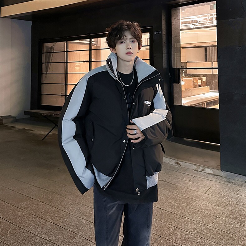 405A美式高街撞色短款棉服加厚立领面包服MY24919-P125控158,男装棉衣,星座405A