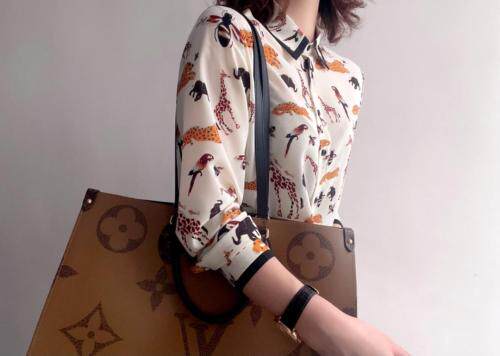 【现货】2021春季新品真丝双绉印花衬衫，女装衬衫，七七迷兰