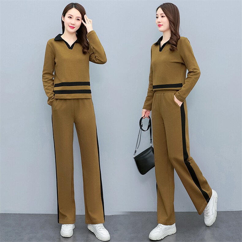 韩版时尚气质休闲套装女秋季新款长袖显瘦两件套运动服,女装套装/套裙,妙形