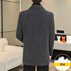 直播高品质鹅绒内胆加厚毛呢大衣中长款翻领外套上衣D228P220图片