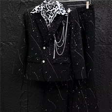 西服套装满天星链条装饰外套大码S-5XLJK0031P75西裤h0027P55，男装西服套装，星座1013-1