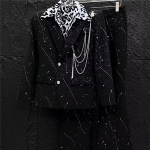 西服套装满天星链条装饰外套大码S-5XL JK0031 P75 西裤h0027 P55图片