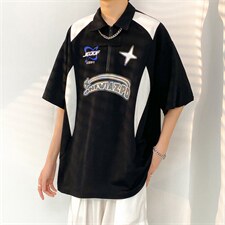 港风翻领polo衫男短袖夏季ins潮流宽松百搭潮牌半袖T1147-P32，男装T恤，星座512-2