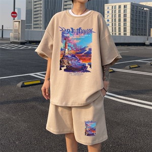 ！2025夏季新款男士华夫格短袖T恤套装透气一套HTZ82P50图片