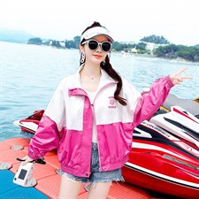 2021年夏季时尚气质百搭优雅拼接潮流长袖短外套，女装防晒衣，艾尚靓装