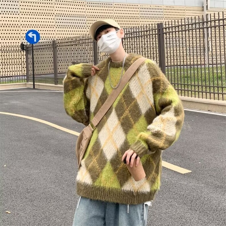 美式复古慵懒风针织衫男女红色百搭2024年秋冬新款毛衣潮宽松,男装针织衫/毛衣,星座716-3