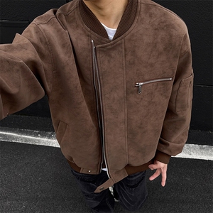 现货 咖色三防春秋款男士皮夹克外套皮衣 JK309 P80图片