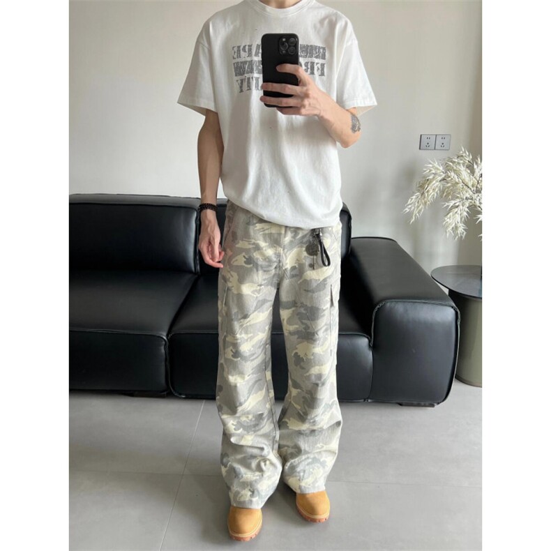 【有货】美式复古迷彩裤男款春秋潮牌痞帅炸街裤子B0013LL-特P60,男装休闲裤,星座1007（原301D）