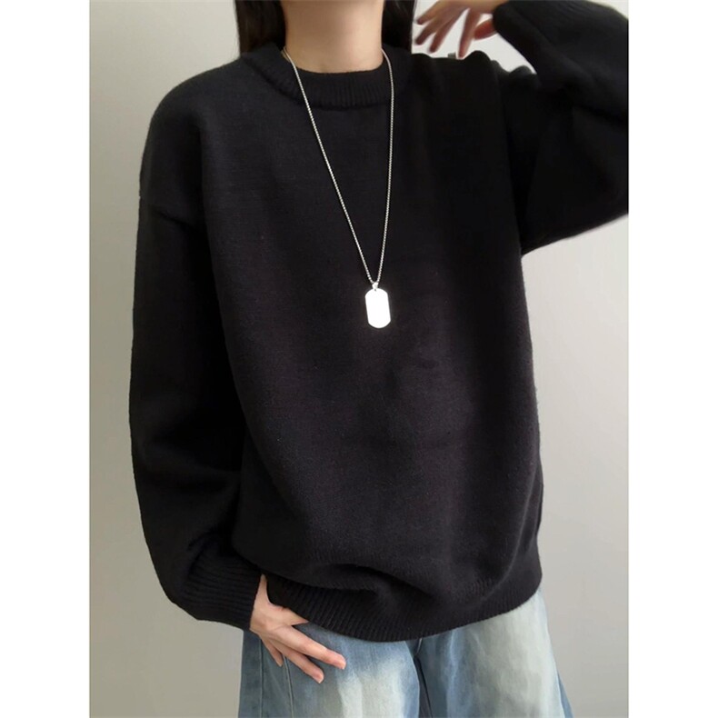 重磅秋冬男女纯色打底针织衫圆领套头半高领毛衣美式复古休闲上衣，男装T恤，电商A443