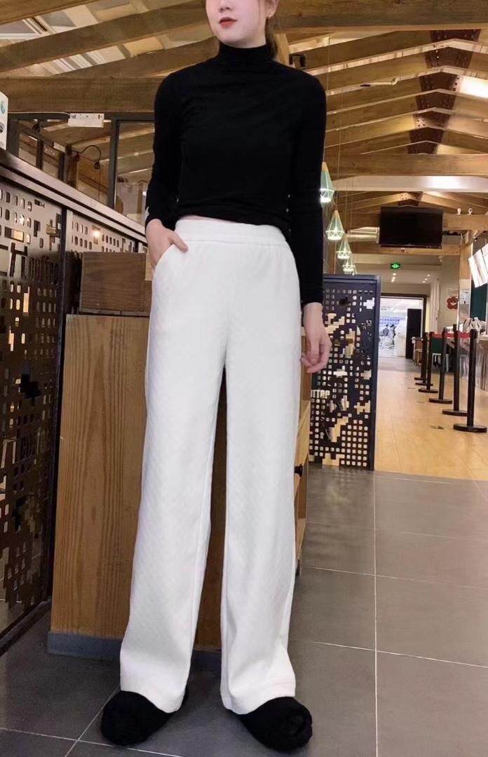 现货：丝绒剪花小格阔腿裤，其它，金川古韵