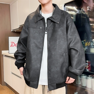 秋季新款皮夹克男翻领男士皮衣外套情侣款潮A266-PY010-P100控168图片