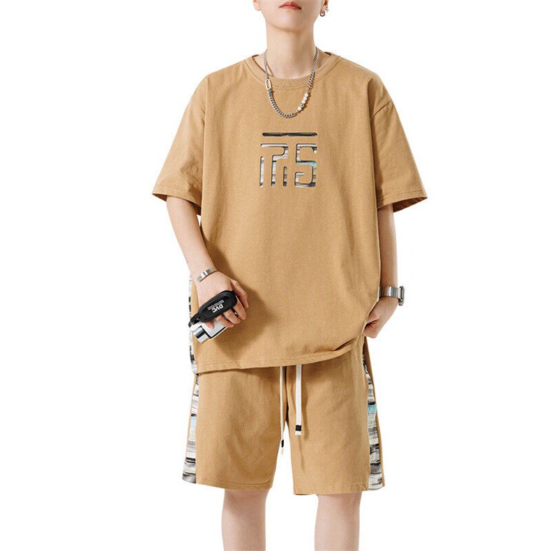 青少年夏季2025短T短裤一套潮牌帅气休闲套装XZ301b-2-TZ16TP38,男装T恤,星座301B-2（原A443-1）