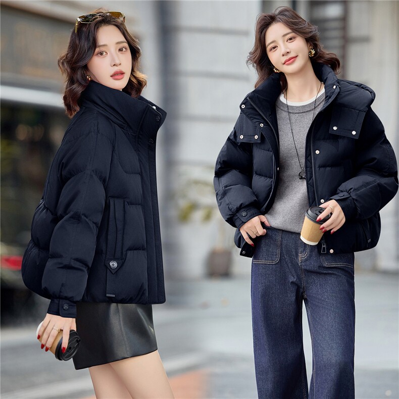 现货新标90%白鸭绒2025年冬季帽子可拆羽绒服外套,女装羽绒服,布依丽人