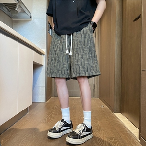 设计宽松休闲短裤男夏季美式复古百搭潮牌痞帅直筒阔腿运动五分裤图片
