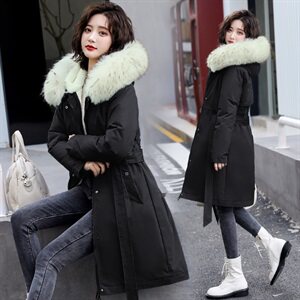 羽绒棉服女中长款2020年冬新款韩版宽松连帽过膝时尚棉袄棉衣外套图片