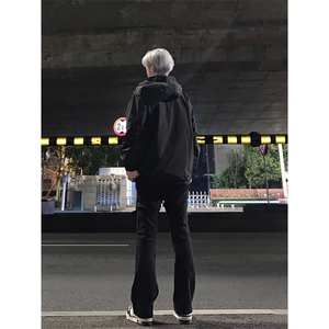 档口签约模特请档口 勿盗图 交叉绑带牛仔裤微喇叭裤图片