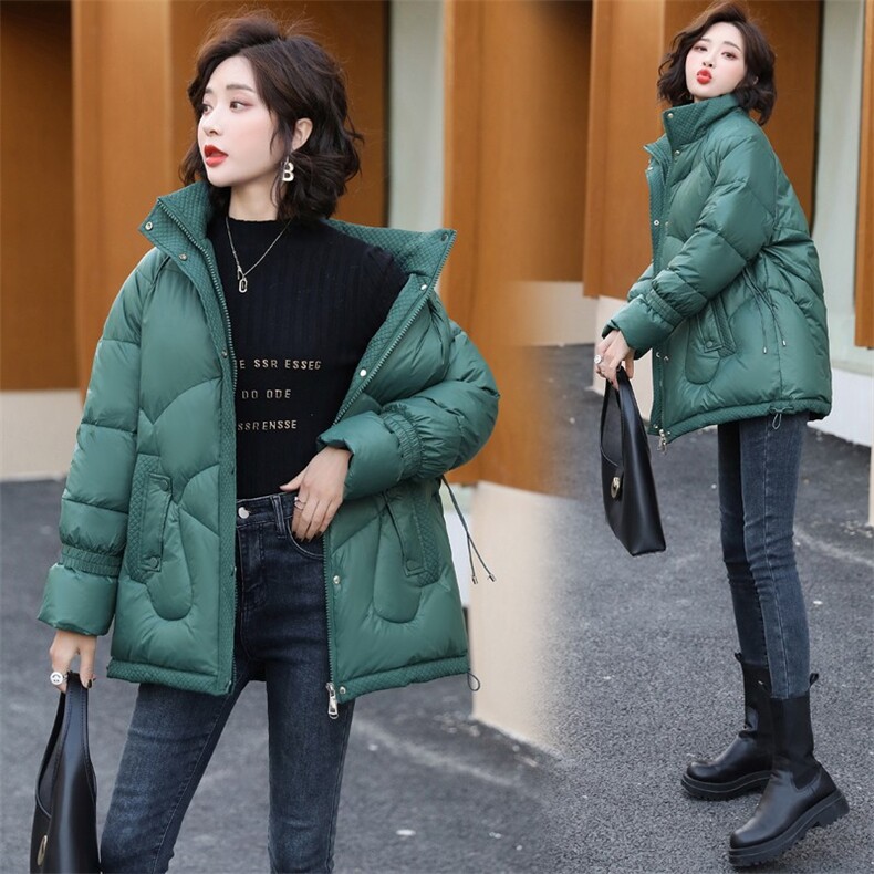 立领中长款羽绒服女2020年冬季新款宽松休闲白鸭绒外套图片