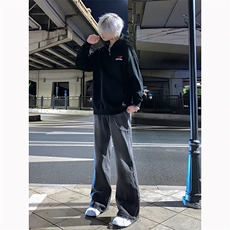 B221美式ins高街暗黑小众个性拼接直筒牛仔裤LK23141-P65控88，男装牛仔裤，电商B221