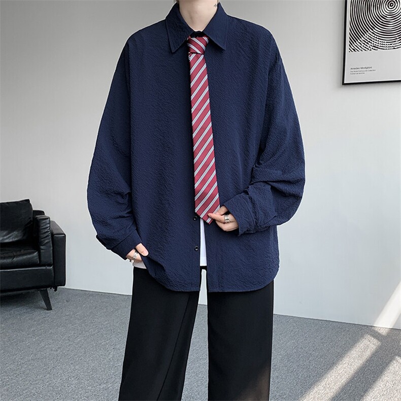 8XL-M泡泡纱盐缩肌理长袖衬衫男夏季冰丝外套防晒衬衣CS29007P40，男装衬衫，电商B312