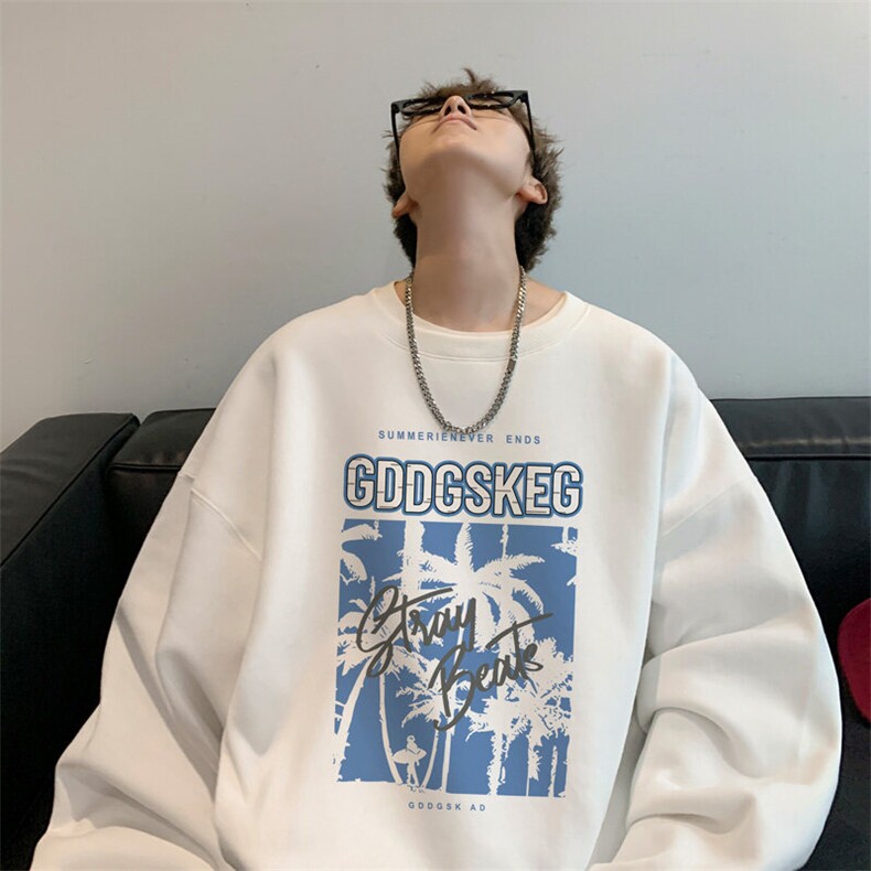 内景春季新款圆领卫衣男潮美式青年宽松打底衫WY00183/P35加绒P45,男装卫衣,电商B316