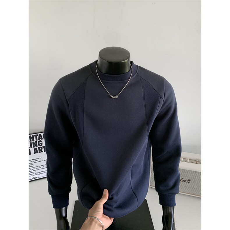 WY804-尺码M-3XL-P32-美式重磅正肩内搭小领口打底衫卫衣图片