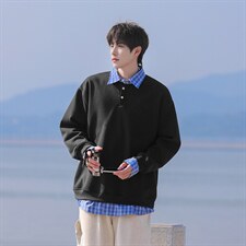 可二开衬衫领卫衣大码M-5XL表面棉底部聚酯纤维78010P58，男装衬衫，星座227-7