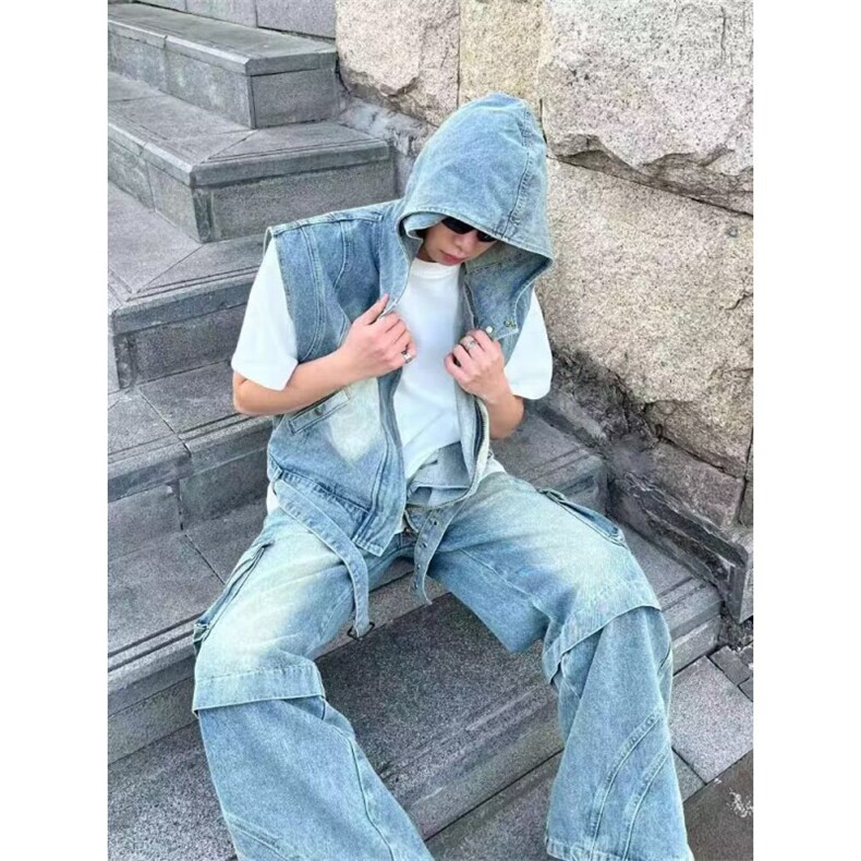 2025美式复古小众水洗做旧设计感牛仔马甲背心,男装背心/马甲,星座410-6（原星座1304-1）