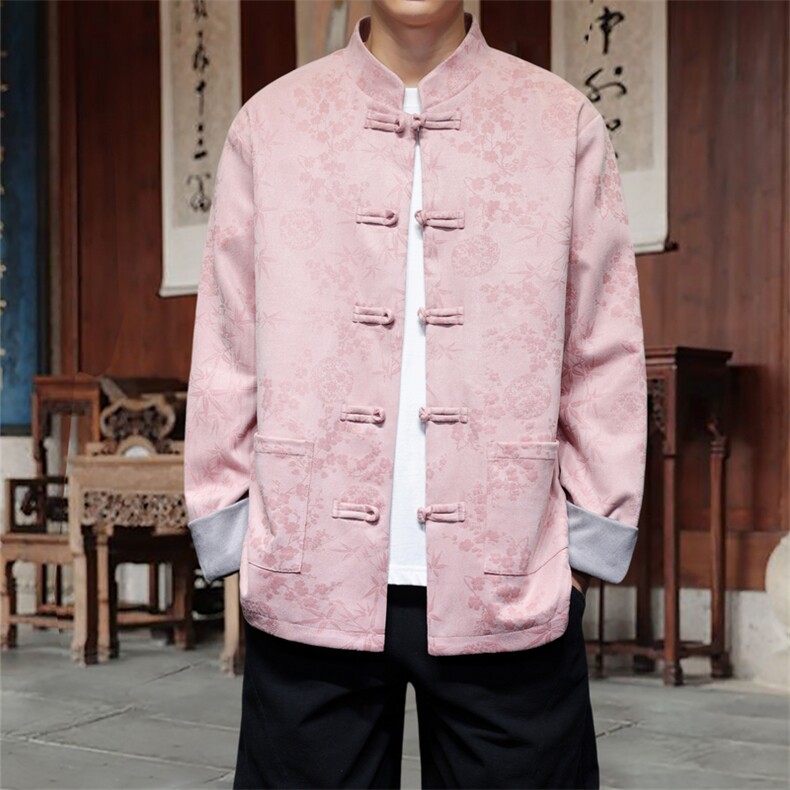 男士外套麂皮绒印花夹克盘扣立领唐装风 XZ1512-2507-P85图片