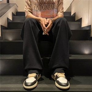 时尚潮牌男长裤宽松型原宿慵懒气质纯色休闲裤Q33P30图片