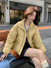 现货新款独特超好看短款羽绒服女款冬季立领面包服小个子羽绒外套，女装羽绒服，韩然一族
