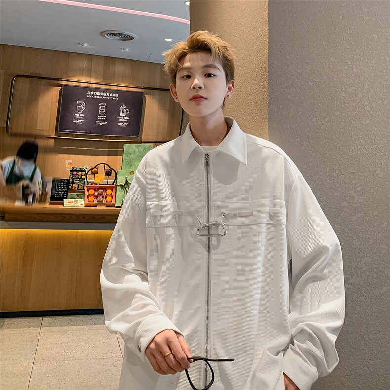 港风新款华夫格外套潮流加厚衬衫CS072-P45控68,男装衬衫,电商A132（原电商B245）