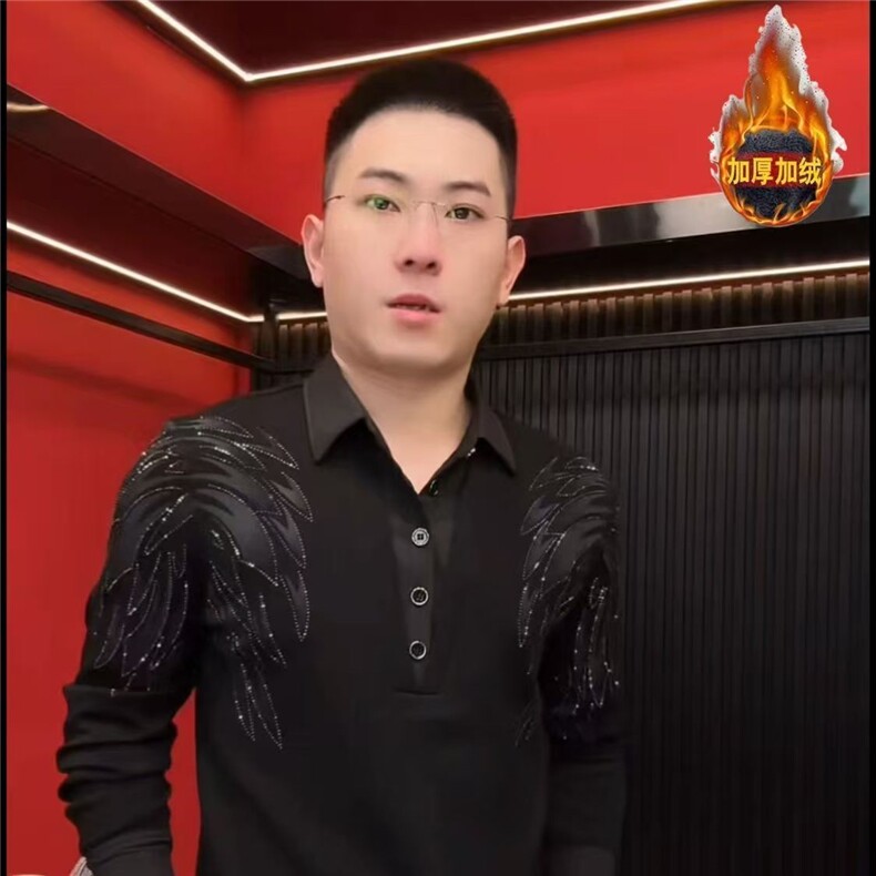 大货数据男士加绒衬衫修身衬衣翅膀个性款,男装衬衫,星座1602（原101B）