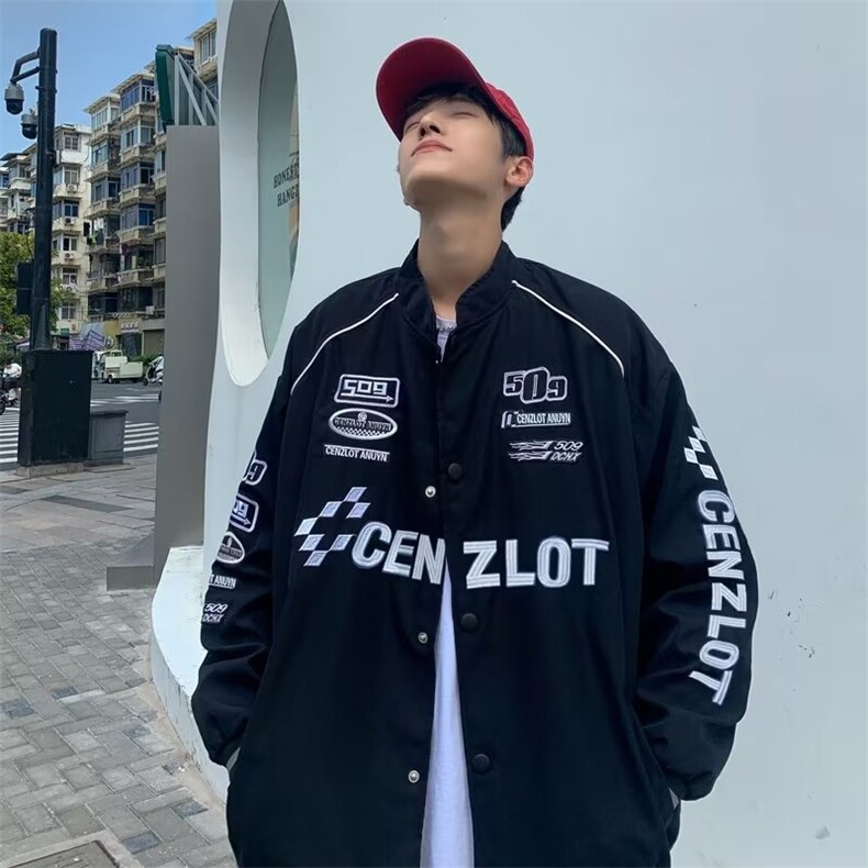 男秋季机车风毛呢刺绣棒球服夹克W164P65,男装夹克,星座1116-2