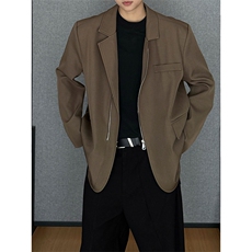 简约款个性西服简约廓形通勤风拉链翻领西装外套HY810P75控118，男装西服，电商A102B