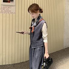 2025法式老钱风马甲+打底+高腰阔腿裤三件套，女装套装/套裙，1D066-1