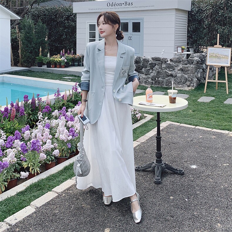 【瑞芳1D103-104主推款】拼色小西装外套,女装西装,素月