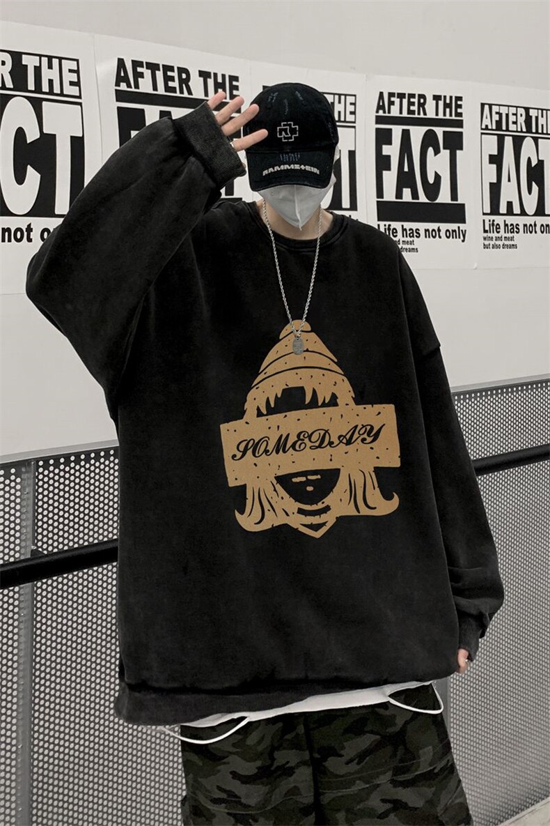 复古美式水洗做旧宽松连帽男女中性卫衣301B-JB7900-P58加絨P68,男装卫衣,星座301B